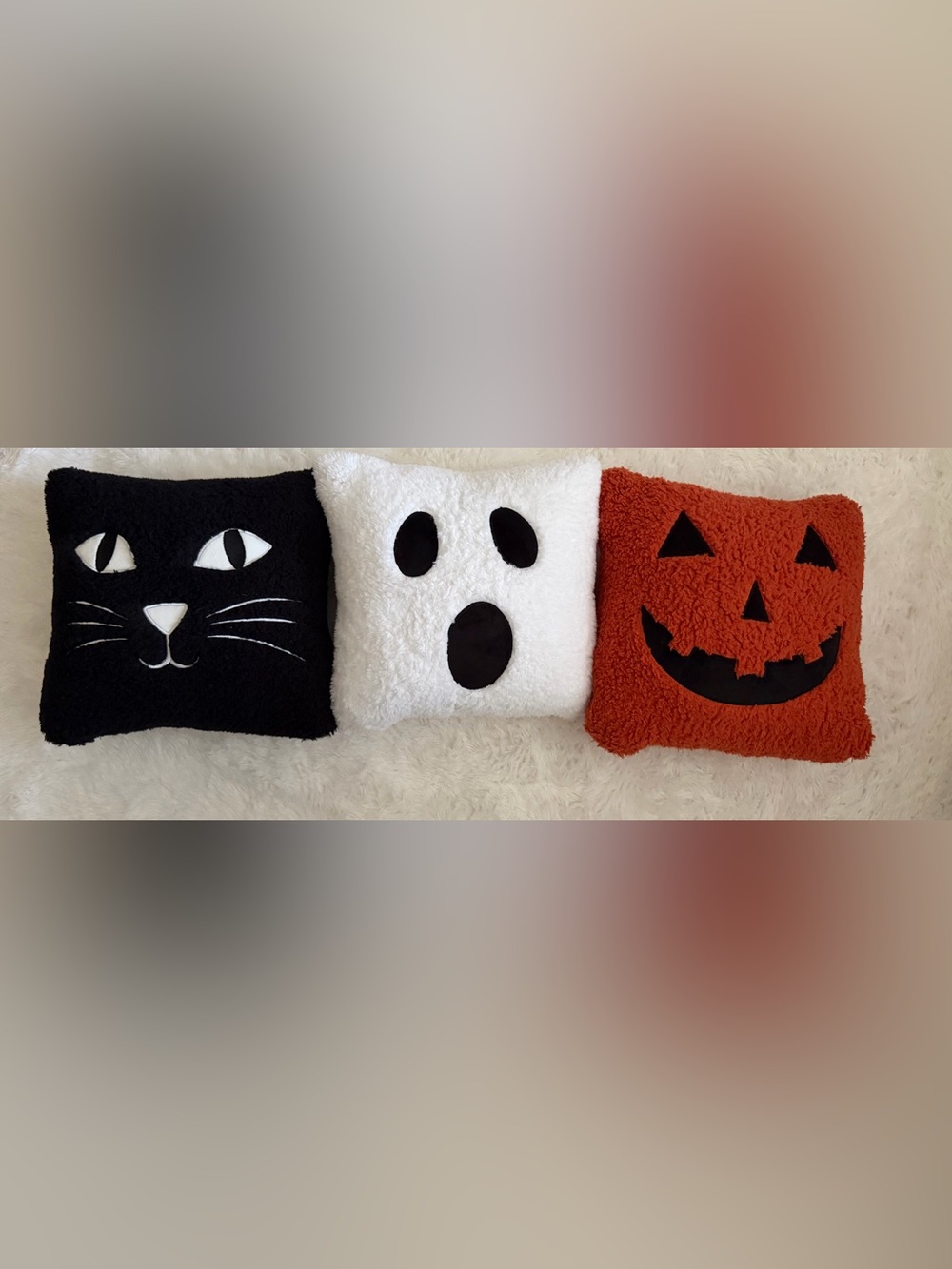 cupcakes & cashmere Halloween Plush Accent Pillow Set - White, Black, Orange 🖤🤍🧡